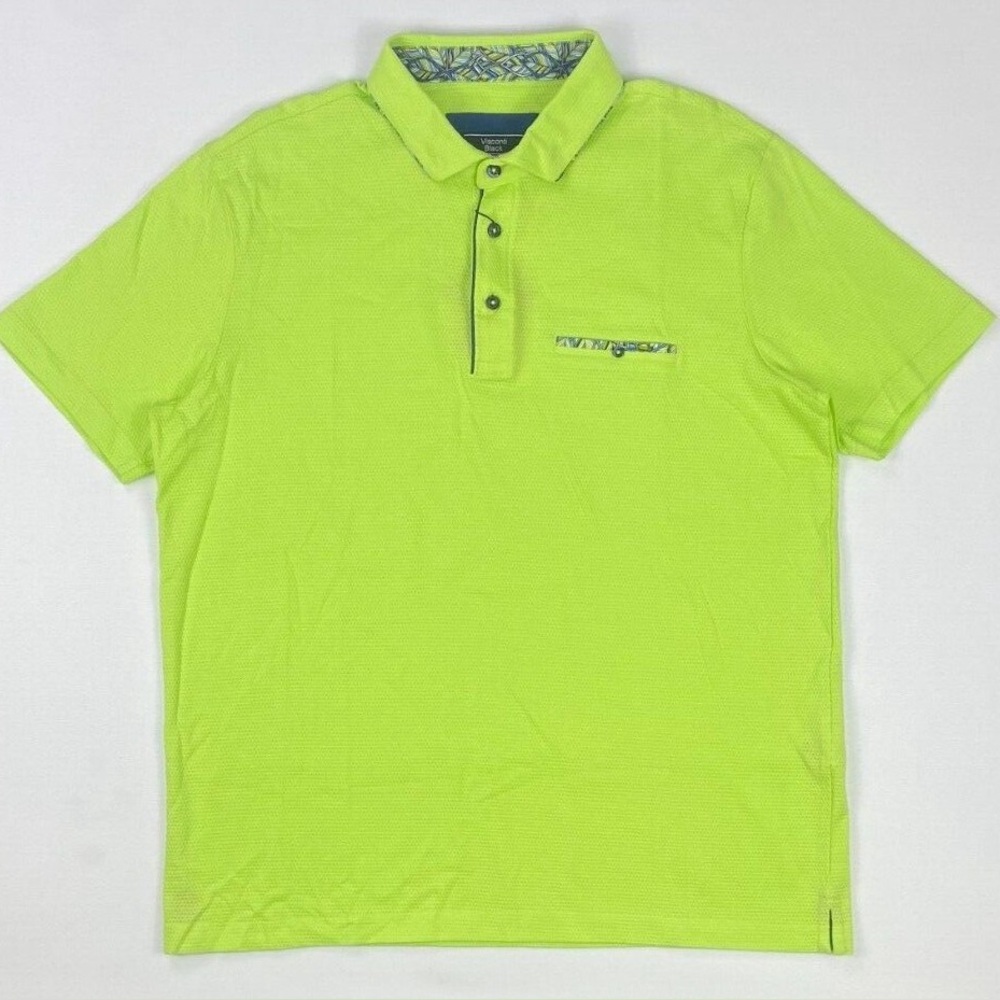 Visconti Black & Lime Green Textured Polo‎ 💚🖤